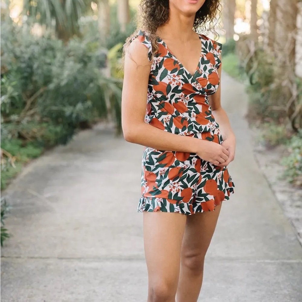 Floral One-Piece Swimsuit Romper